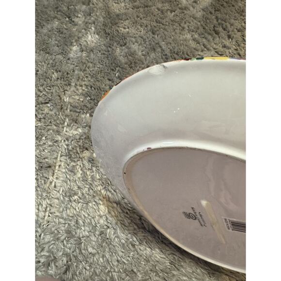 Heartfelt Kitchen Creations Large Plate Multi Color Stripe Red Dishwasher Safe - Picture 5 of 7